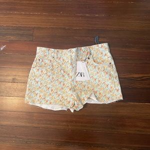 Zara floral denim short